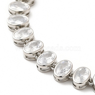 Halskette mit ovalen Gliedern aus klaren kubischen Zirkonia(NJEW-E074-02P)-3