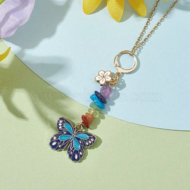 Butterfly Alloy Emamel Pendant Decorations(HJEW-JM01747-02)-2