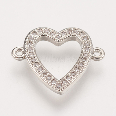 Platinum Clear Heart Brass+Cubic Zirconia Links
