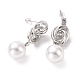 Knot with Plastic Pearl Dangle Stud Earrings(EJEW-A072-08P)-2