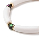 Acrylic Chunky Curved Tube Beaded Stretch Bracelet with Heart for Women(BJEW-JB07586-01)-4