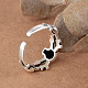 Thailand Sterling Silver Skull Spider Open Cuff Finger Ring(SKUL-PW0002-042S)-4