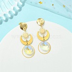 304 Stainless Steel Glass Stud Dangle Earrings, Moon & Sun, with Brass Findings, Golden, 60x20mm(EJEW-JE07307)