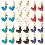 24Pcs 6 Colors Enamel Charms, with Brass Findings, Heart, Real 18k Gold Plated, Mixed Color, 9x7x2.5mm, Hole: 2.5mm, 4pcs/color(KK-HY0003-96)