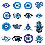 9 Styles Non-Woven Iron on/Sew On Patches, Cloth Appliques, Evil Eye, 36~151x34~230x1~2mm(PATC-ME0001-18)