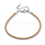 Polyester Cord Braided Bracelet Makings, with Stainless Steel Claw Lobster Clasps, Brass Findings, Long-Lasting Plated, Peru, 7-3/8 inch(18.8cm)(MAK-Z003-01P-27)