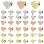 30Pcs 3 Colors Brass Beads, Lead Free & Cadmium Free & Nickel Free, Heart, Mixed Color, 6x7x3mm, Hole: 1.2mm, 10pcs/color(KK-YW0004-41)