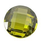 Cubic Zirconia Charms, Faceted, Flat Round, Olive, 2x4mm, Hole: 0.7~0.8mm(ZIRC-H116-08D)