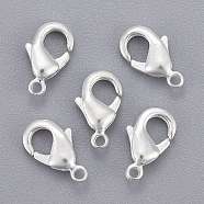 Brass Lobster Claw Clasps, Parrot Trigger Clasps, Cadmium Free & Nickel Free & Lead Free, Silver, 10x5x3mm, Hole: 1mm(KK-901-S-NF)