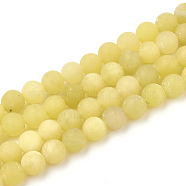 Natural Lemon Jade Beads Strands, Frosted, Round, 6mm, Hole: 1mm, about 63pcs/strand, 15.5 inch(G-T106-306)