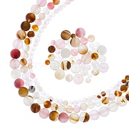 ARRICRAFT 3 Strands 3 Styles Tigerskin Glass Beads Strands, Frosted, Round, 4~8mm, Hole: 0.8~1mm, 1 strand/style(G-AR0004-65)