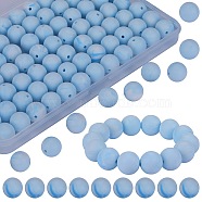 80Pcs Round Silicone Focal Beads, Chewing Beads For Teethers, DIY Nursing Necklaces Making, Light Cyan, 15mm, Hole: 2mm(SIL-SZ0001-24-29)