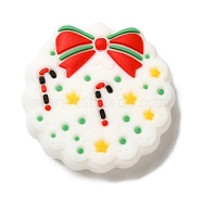 Christmas series Silicone Beads, White, Christmas Bell, 27.5x27.5x8mm, Hole: 2mm(SIL-S006-01L)