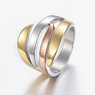 304 Stainless Steel Finger Rings, Mixed Color, Size 8, 18mm(RJEW-H125-13G-18mm)