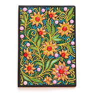 DIY Diamond Painting Notebook Kits, including PU Leather Book, Resin Rhinestones, Diamond Sticky Pen, Tray Plate and Glue Clay, Flower Pattern, 210x150mm, 50 pages/book(DIAM-PW0001-198-03)