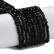 Transparent Glass Beads Strands, Faceted Round, Black, 2mm, Hole: 0.8mm, about 175pcs/strand, 14.06~14.17 inch(35.7~36cm)(GLAA-H021-04-22)