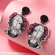 Creative Cartoon Acrylic Stud Earrings, Trendy Halloween, Flower, 48x30mm(GY5082-5)