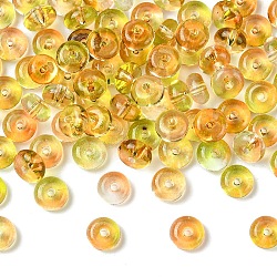 111Pcs Electroplate Transparent Colours Rainbow Glass Seed Beads, Donut, Goldenrod, 6.5x3mm, Hole: 1.2mm(SEED-YW0002-93E)