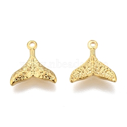 304 Stainless Steel Charms, Textured, Fishtail, Golden, 26x25x3mm, Hole: 2.5mm(STAS-F249-15G-01)