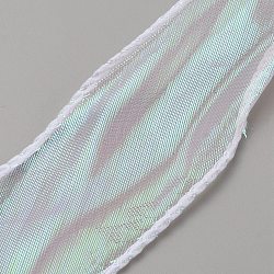 Flat Rainbow Color Nylon Organza Ribbon, Iridescent Ribbon for Bowknot, Flower, Gift Decoration, Clear AB, 1-5/8 inch(40mm), about 9.84 Yards(9m)/Roll(OCOR-WH0082-62C)