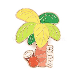 Coconut Theme Alloy Enamel Pins, Light Gold Lapel Pin Backs for Backpack Clothes, Colorful, Coconut Tree, 34x26mm(JEWB-G046-02A)