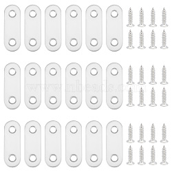 Unicraftale 24Pcs 201 Stainless Steel Furniture Cabinet Shelf Support, Flat Straight Brace, with 48Pcs 201 Stainless Steel Screws, Stainless Steel Color, 15~46x6.5~16x2mm, Hole: 5.5mm(FIND-UN0001-42)