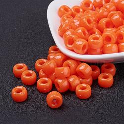 Opaque Acrylic European Beads, Barrel, Orange Red, 9x6mm, Hole: 4mm, about 1900pcs/500g(PL338-3)