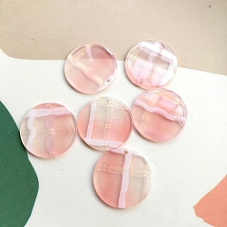 Acrylic Pendants, Flat Round, Pink, 25mm(PW-WG64525-04)