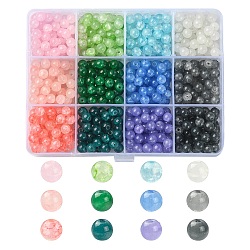 840Pcs 12 Colors Baking Painted Crackle Glass Bead Strands, Round, Mixed Color, 6mm, Hole: 1.3~1.6mm, 70pcs/color(DGLA-YW0001-10)