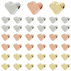 30Pcs 3 Colors Brass Beads, Lead Free & Cadmium Free & Nickel Free, Heart, Mixed Color, 6x7x3mm, Hole: 1.2mm, 10pcs/color(KK-YW0004-41)