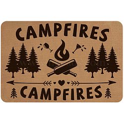 Linen and Rubber Ground Mat, Rectangle with Word CAMPFIRES, Peru, Word, 40x60cm(AJEW-WH0142-003)