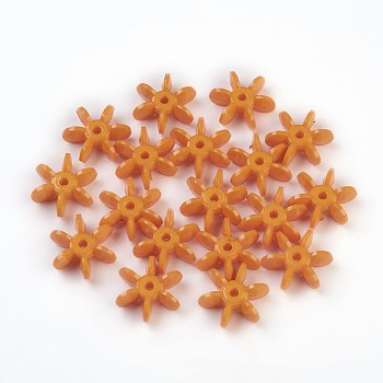 Opaque Solid Color Acrylic Paddle Beads, Star Flake, Dark Orange, 14x12x5mm, Hole: 2mm, about 2000pcs/500g