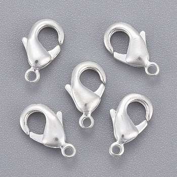 Brass Lobster Claw Clasps, Parrot Trigger Clasps, Cadmium Free & Nickel Free & Lead Free, Silver, 10x5x3mm, Hole: 1mm