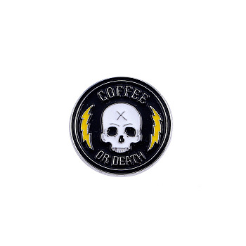 Safety Brooch Pin, Alloy Enamel Badge for Suit Shirt Collar, Skull, 30mm