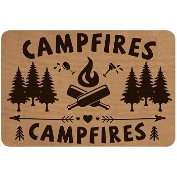 Linen and Rubber Ground Mat, Rectangle with Word CAMPFIRES, Peru, Word, 40x60cm