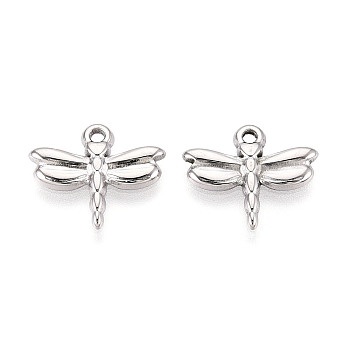304 Stainless Steel Dragonfly Pendants, Stainless Steel Color, 14x16x2mm, Hole: 1.4mm