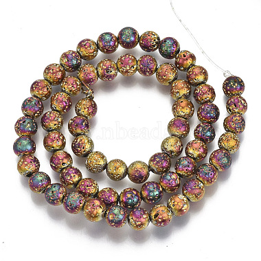 Electroplated Natural Lava Rock Beads Strands(G-S352-30B-M)-3