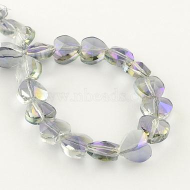 Perles en verre electroplate coeur à facettes(EGLA-R091-01)-2