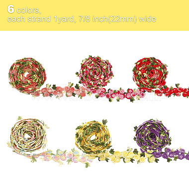 globleland 6 brins 6 couleurs fleurs bordures en dentelle en polyester(OCOR-GL0001-03)-2