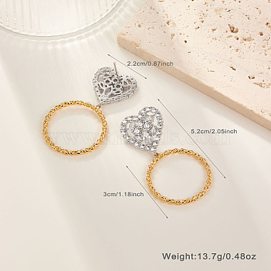 Two Tone Platinum & Golden 925 Sterling Silver Dangle Stud Earrings(QO3492-2)-3