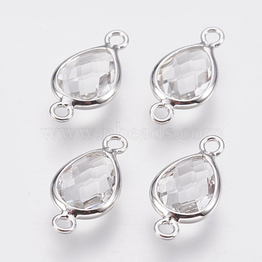 Real Platinum Plated Clear Drop Glass Links