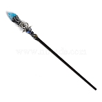 Natural Quartz Crystal Magic Wand, Metal Mermaid Cosplay Magic Wand, with Wood Wand, for Witches and Wizards, 280mm(PW-WG98550-09)