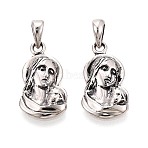 925 Sterling Silver Religion Pendants, Virgin Mary Charms, Antique Silver, 20.5x11x3.5mm, Hole: 5x3.5mm(STER-N016-131AS)