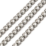 304 Stainless Steel Rhinestone Cup Chains, with Spool, Stainless Steel Color, 3x3x3mm(CHS-B015-01P)