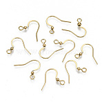 304 Stainless Steel Earring Hooks, Ear Wire, Cadmium Free & Nickel Free & Lead Free, Real 18K Gold Plated, 15~17x18~19mm, Hole: 2mm, 21 Gauge, Pin: 0.7mm(STAS-N092-103G-NR)