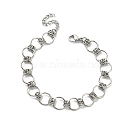 304 Stainless Steel Rings Link Chain Bracelet, Stainless Steel Color, 7-5/8 inch(19.4cm)(BJEW-TA00334-04)