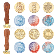 SUPERDANT 6Pcs 6 Style Wax Seal Brass Stamp Head, with 2Pcs Pear Wood Handle, for Wax Seal Stamp, Floral Pattern, Stamp Head: 25x14.5mm, 1pc/style(DIY-SD0001-39)
