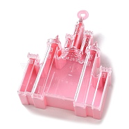 Plastic Bead Containers, Candy Treat Gift Box, for Wedding Party Packing Box, Castle, Pink, 12.1x9x3.5cm, Hole: 5mm(CON-C006-18A)
