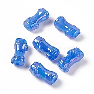 UV Plating Rainbow Iridescent Acrylic Beads, Bamboo Stick, Royal Blue, 24.5x13x11.5mm, Hole: 3mm(PACR-M003-06E)