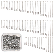 80pcs 8 styles Rack Plating Brass Pins, Lapel Pins, with Plug, DIY Accessories, for Brooch Making, Platinum, 18~21 Gauge, 30~68x0.7~1mm, Hole: 1.5mm, 10pcs/style(KK-CA0002-29)